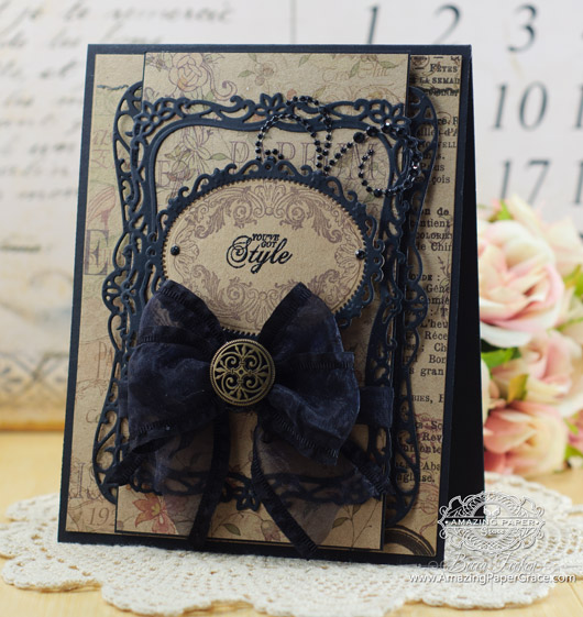 Card Making Ideas by Becca Feeken using JustRite Fashion Vintage Labels Six and Spellbinders