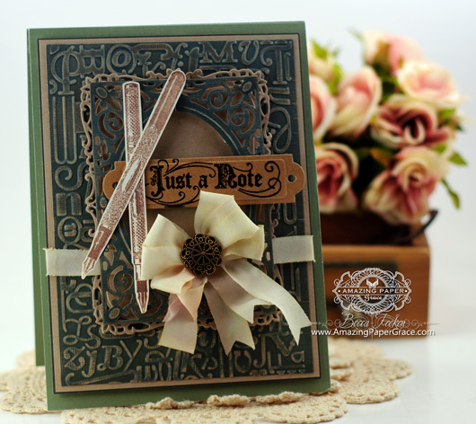 Card Making Ideas by Becca Feeken using JustRite Papercraft Just A Note Vintage Sentiment Tags