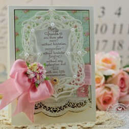 Card Making Ideas by Becca Feeken using JustRite Friendship Vintage Labels Seven, Heirloom Die One, Curved Borders Two and Elegant Labels Four