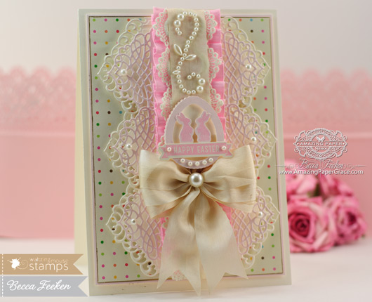 Easter Card Making Ideas by Becca Feeken Using Waltzingmouse Stamps - The Good Egg, Spellbinders Divine Eloquence and Tranquil Moments