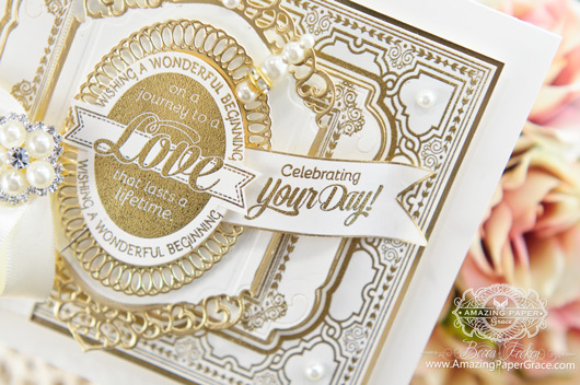 Wedding Card Making Ideas by Becca Feeken using JustRite Wedding Wishes and Spellbinders Divine Eloquence