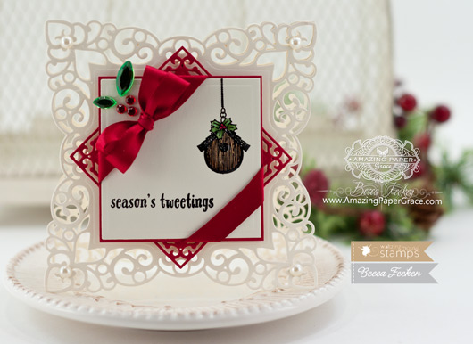 Christmas Card Making Ideas by Becca Feeken using Waltzingmouse Little Deers and Spellbinders Labels 42 Decorative Accents - www.amazingpapergrace.com