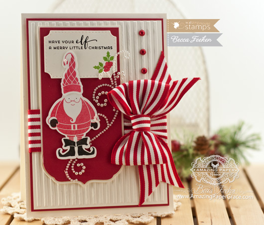Christmas Card Making ideas by Becca Feeken using Waltzingmouse Jolly Old Elf , Pretty Panels 1 and Pretty Panels 2 - www.amazingpapergrace.com