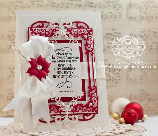 Christmas Card Making Ideas by Becca Feeken using Quietfire Design Blessed by Christmas Sunshine and Spellbinders Regal Frames - www.amazingpapergrace.com
