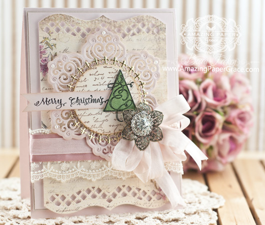 Christmas Card Making Ideas by Becca Feeken using Quietfire Design Merry Christmas Plain and Simple and Spellbinders Victorian Medallion One - www.amazingpapergrace.com