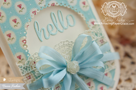 Card Making Ideas by Becca Feeken using Waltzingmouse Hello and Circle and Spellbinders A2 Modern Stationary - www.amazingpapergrace.com