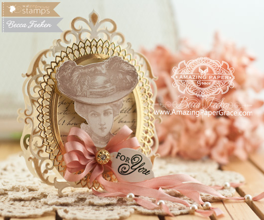 Card Making Ideas by Becca Feeken using Waltzingmouse Stamps Special Lady and Spellbinders Fleur de Elegance - www.amazingpapergrace.com