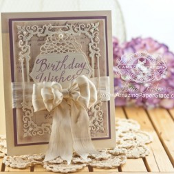 Birthday Card Making Ideas by Becca Feeken using JustRite Grand Handwritten Sentiments along with Spellbinders Regal Frame and A2 Tranquil Moments - more details at www.amazingpapergrace.com