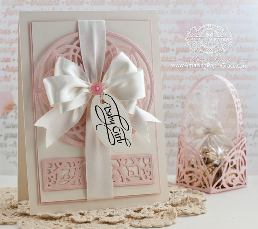 Baby Card Making Ideas by Becca Feeken using Quietfire Design and Spellbinders Arched Elegance and Arched Elegance Pocket - www.amazingpapergrace.com