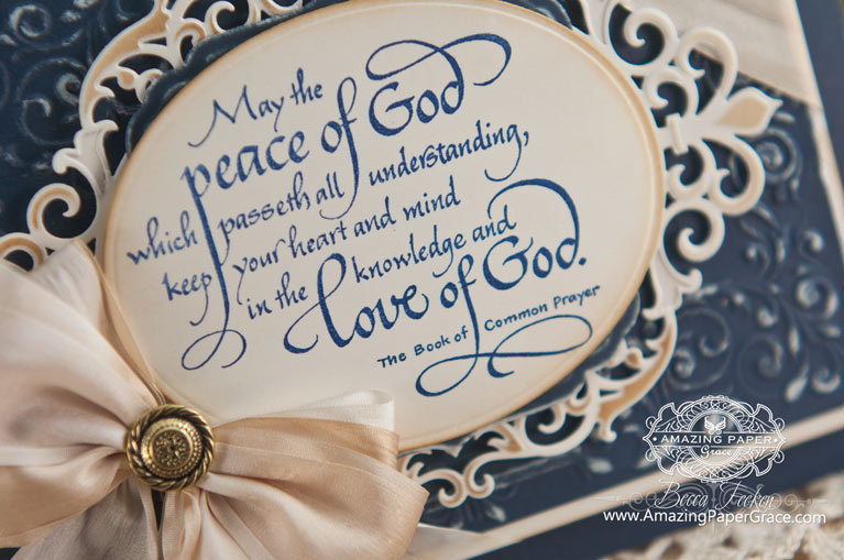 Card Making Ideas by Becca Feeken using Spellbinders Shady Allure and Serendipity Stamps - The Peace of God (close up)