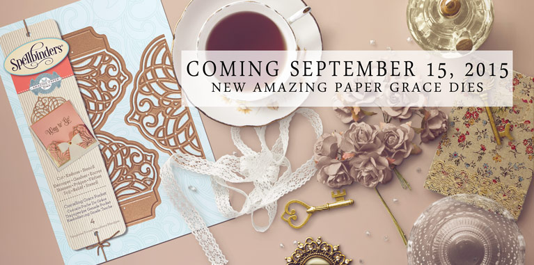 Introducing New Spellbinders Dies by Becca Feeken - Cascading Grace Pocket coming September 15, 2015 - www.amazingpapergrace.com