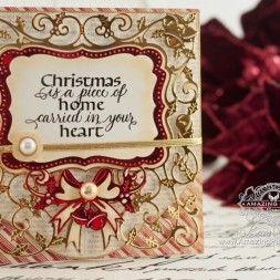 Christmas Card Making Ideas by Becca Feeken using Spellbinders 6 x 6 Holly Frame and Quietfire Design Christmas Is A Piece of Home - www.amazingpapergrace.com