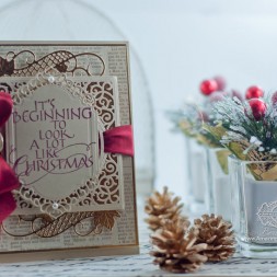 Christmas Card Making Ideas by Becca Feeken using Quietifire Design - It's Beginning to Look a Lot Like Christmas, Spellbinders Decorative Curved Square, Spellbinders A2 Divine Eloquence, Spellbinders Swirl Bliss Pocket - www.amazingpapergrace.com