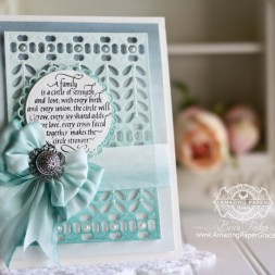 Card making ideas by Becca Feeken using Quietfire Design – A Family Is A Cirle of Strength, Spellbinders French Harmony, Spellbinders Standard Circles Small, Spellbinders Stately Circles - fully supply list at www.amazingpapergrace.com