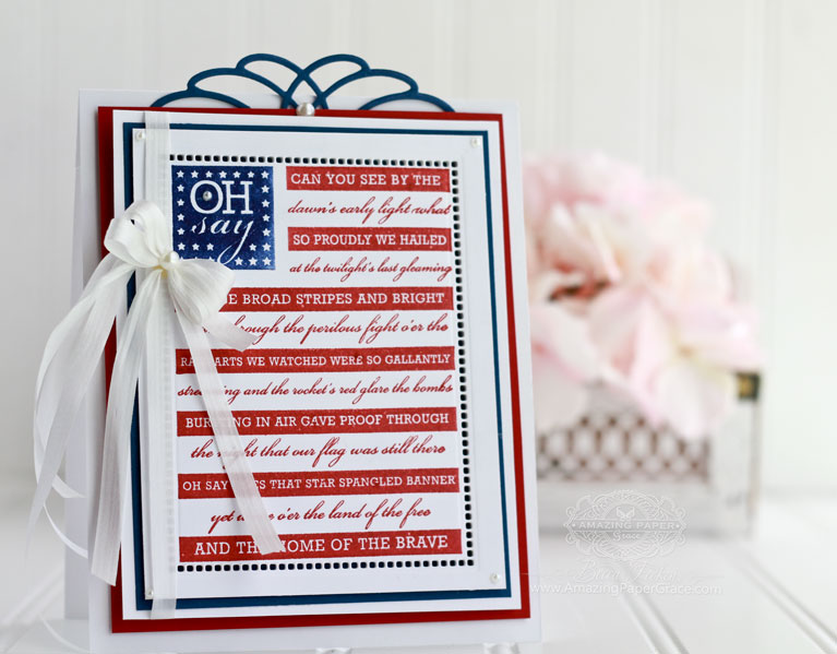 July 4th Card by Becca Feeken using Spellbinders Hemstitch Rectangles and Spellbinders Marcheline Plume - see fully supply list at www.amazingpapergrace.com/blog/?p=32212
