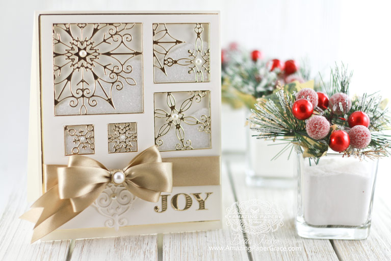 Christmas Card making ideas by Becca Feeken using  Spellbinders Snowflake Snippets and Spellbinders Simply Said Alphabet - see full supply list at www.amazingpapergrace.com/?p=32716