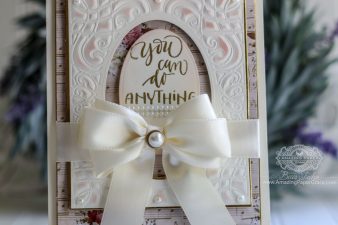 Card Making Ideas by Becca Feeken using Amazing Paper Grace Romancing the Swirl by Spellbinders - A2 Corner Cotillion - see full supply list at www.amazingpapergrace.com/?p=34000 where Becca shows Detail Embossing.