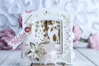 Amazing Paper Grace sneak peek of 3D Holiday Vignettes - Prancing Reindeer Layering Set and Grand Holiday Cabinet by Spellbinders - learn about this die at www.amazingpapergrace.com/?p=35245