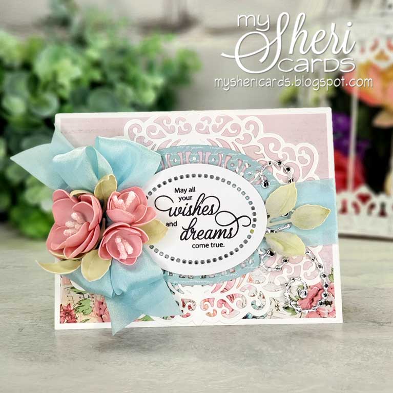 Amazing Paper Grace Guest Designer Sheri Holt shares a beautiful card using S4-1015 Cinch and Go Rosebuds made with Foamiran - see full post at www.amazingpapergrace.com/?p=35413