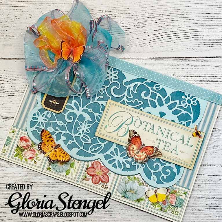 Amazing Paper Grace Guest Designer Gloria Stengel shares a beautiful card using S5-402 Candlewick Lace Cardfront - see full post at www.amazingpapergrace.com/?p=35694