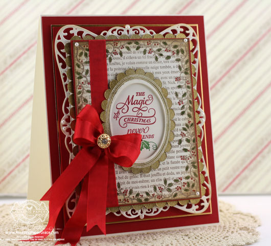 JustRite Papercrafts - Holly Frame Background Stamp, Christmas Inner Thoughts - Spellbinders Timeless Rectangles, Spellbinders Exquisite Labels Eleven, Spellbinders Classic Ovals LG