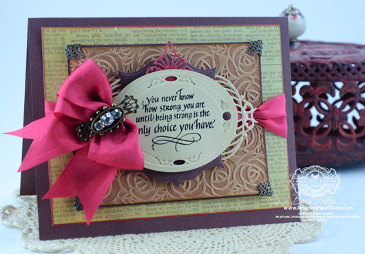 Quietfire Design - I Wouldn't Have Missed Being Your Friend - Designed by Becca Feeken Spellbinders Cabbage Roses, Spellbinders Bird Cage Two, Spellbinders Classic Ovals LG, Spellbinders Labels Thirty Two, Spellbinders Gold Ovals One