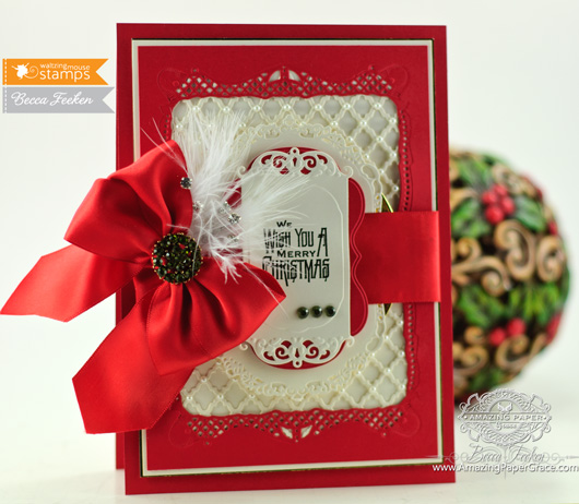 Card Making Ideas by Amazingpapergrace.com using Waltzingmouse Opera Tags Christmas and Spellbinders Fancy Lattice, Spellbinders Nobel Rectangles, Spellbinders Labels Fourteen, Spellbinders Standard Circles LG, 