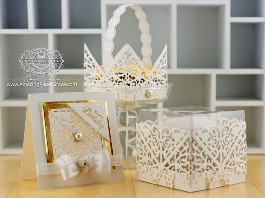 Filigree Corner Basket and Box Gift Ensemble Tutorial on  www.amazingpapergrace.com