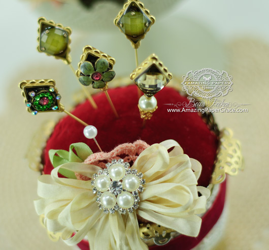 Spellbinders Diamond Hat Pins and Pincushion from a flower pot