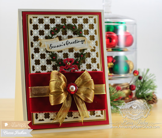 Card Making Ideas from Becca Feeken using Waltzingmouse Compliments of the Season and Spellbinders