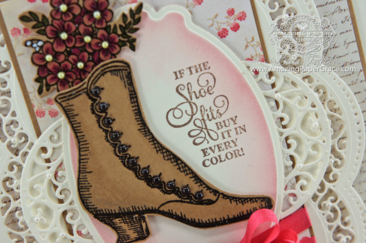 Card Making Ideas by Becca Feeken using JustRite Papercrafts Vintage Shoes Labels Six and Spellbinders