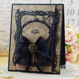 Card Making Ideas by Becca Feeken using JustRite Fashion Vintage Labels Six and Spellbinders