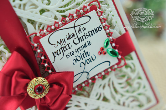 Card Making Ideas by Becca Feeken using Quietfire Design - My Idea of a Perfect Christmas and Spellbinders (closeup)