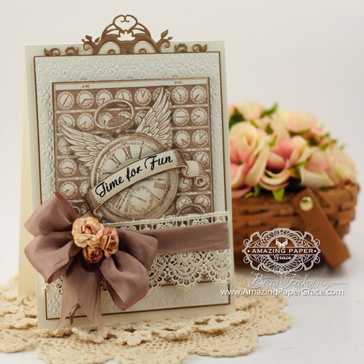 Card Making Ideas by Becca Feeken using JustRite Papercrafts Time Flies and Spellbinders