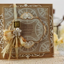 Card Making Ideas by Becca Feeken using JustRite Ribbon and Swags Vintage Labels Seven and Heirloom Flourish One Die