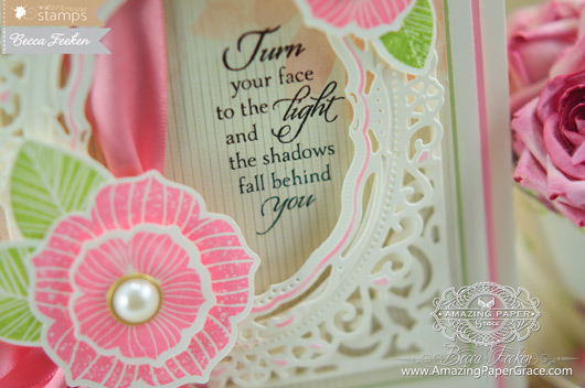 Card Making Ideas using Waltzingmouse Stamps - Funky Flowers and Light of the World along with Spellbinders (close-up)