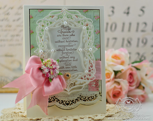 Card Making Ideas by Becca Feeken using JustRite Friendship  Vintage Labels Seven, Heirloom Die One, Curved Borders Two and Elegant Labels Four