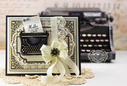 Card Making Ideas by Becca Feeken using JustRite and New Spellbinders Typewriter