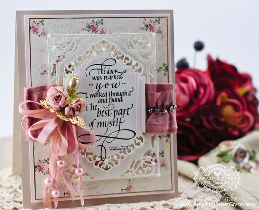 Card Making Ideas by Becca Feeken using New 2014 Spellbinders A2 Divine Eloquence and new Quietfire Design