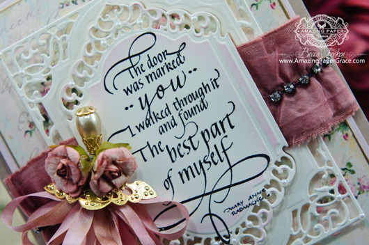 Card Making Ideas by Becca Feeken using New 2014 Spellbinders A2 Divine Eloquence and new Quietfire Design (closeup)