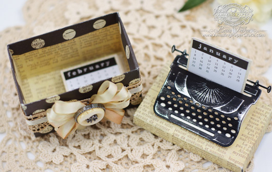 Altered Item Ideas by Becca Feeken using 2014 Spellbinders Typewriter (Calendar)