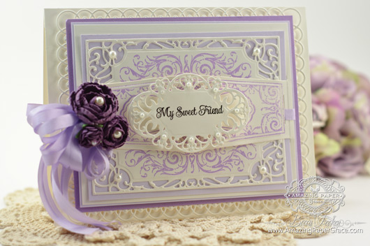 Card Making Ideas by Becca Feeken using JustRite Diamond Filigree and Happy Occasions Belly Band Two