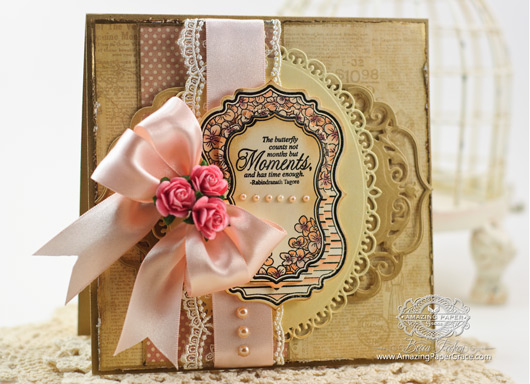 Card Making Ideas by Becca Feeken using JustRite Papercrafts Hydrangea Vintage Labels Seven and 2014 Spellbinders Elegant Ovals