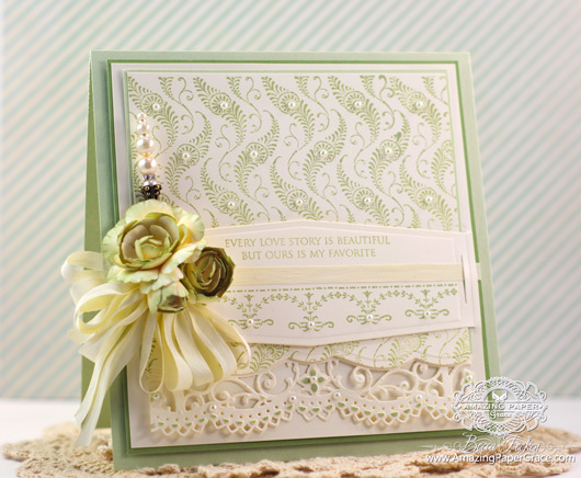 Card Making Ideas by Becca Feeken using JustRite Cascading Ferns and Spellbinders Belly Band Two