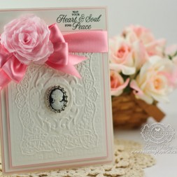 Card Making Ideas by Becca Feeken using JustRite Magnolia Vintage Labels Seven, Spellbinder Mediteranean Medallion and Spellbinders Create a Rose