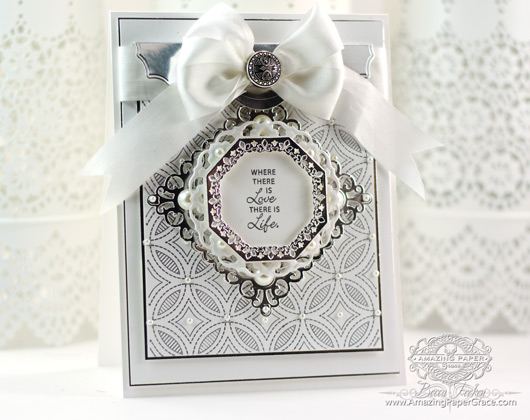 Card Making Ideas by Becca Feeken using JustRite Quilted Circles Background and Spellbinders Majestic Circles