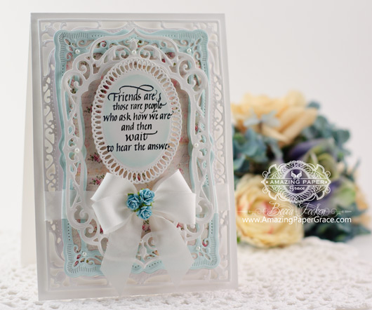 Friendship Card Making Ideas by Becca Feeken using QuietFire Design - Friends are Those Rare People and Spellbinders Elegant Labels Four