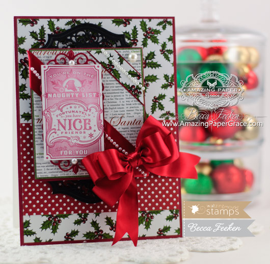 Christmas Card Making Ideas by Becca Feeken using Waltzingmouse Tag Collectoin 1 and Spellbinders Adorning Labels 25