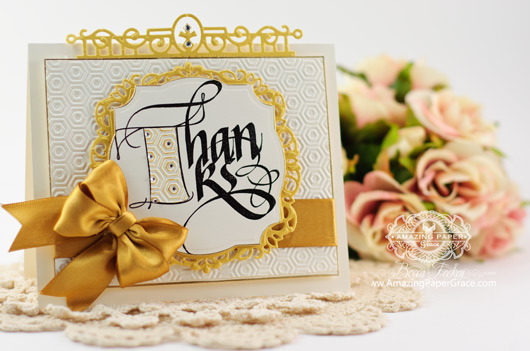 Thank You Card Making Ideas by Becca Feeken using Quietfire Fill 'Er Up T and Spellbinders Decorative Labels Thirty Four