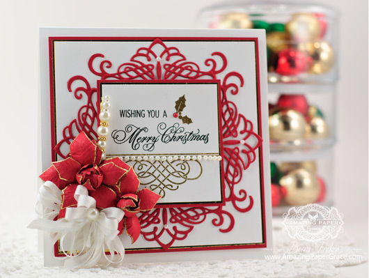 Christmas Card Making Ideas by Becca Feeken using JustRite Heirloom Flourish Two and  Elegant Christmas Swirls